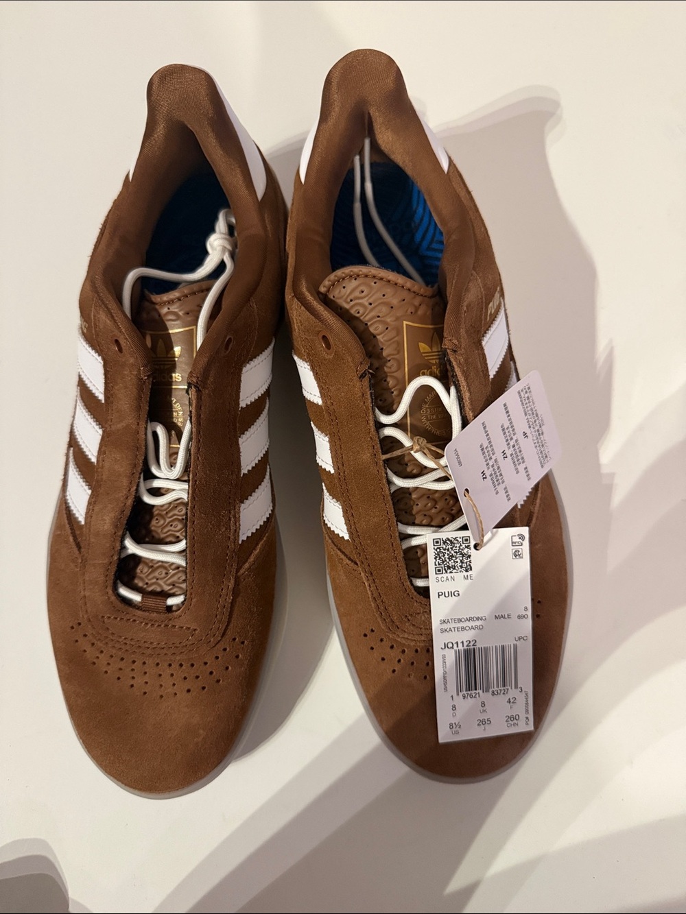 adidas Brown Suede Sneakers with White Stripes